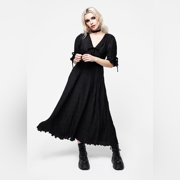 NWT Disturbia Belial Crinkle Velour Ribbon Midaxi Dress US 12 / UK 16 - Picture 6 of 6